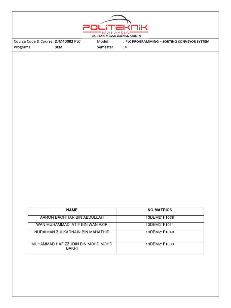 LAB 4 Aaron Conveyer | PDF | Programmable Logic Controller | Computer ...