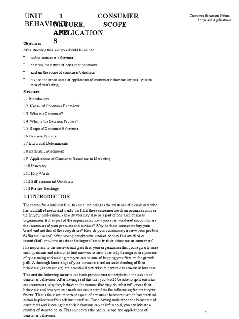 Nature and Scope of Consumer Behaviour | PDF | Consumer Behaviour ...