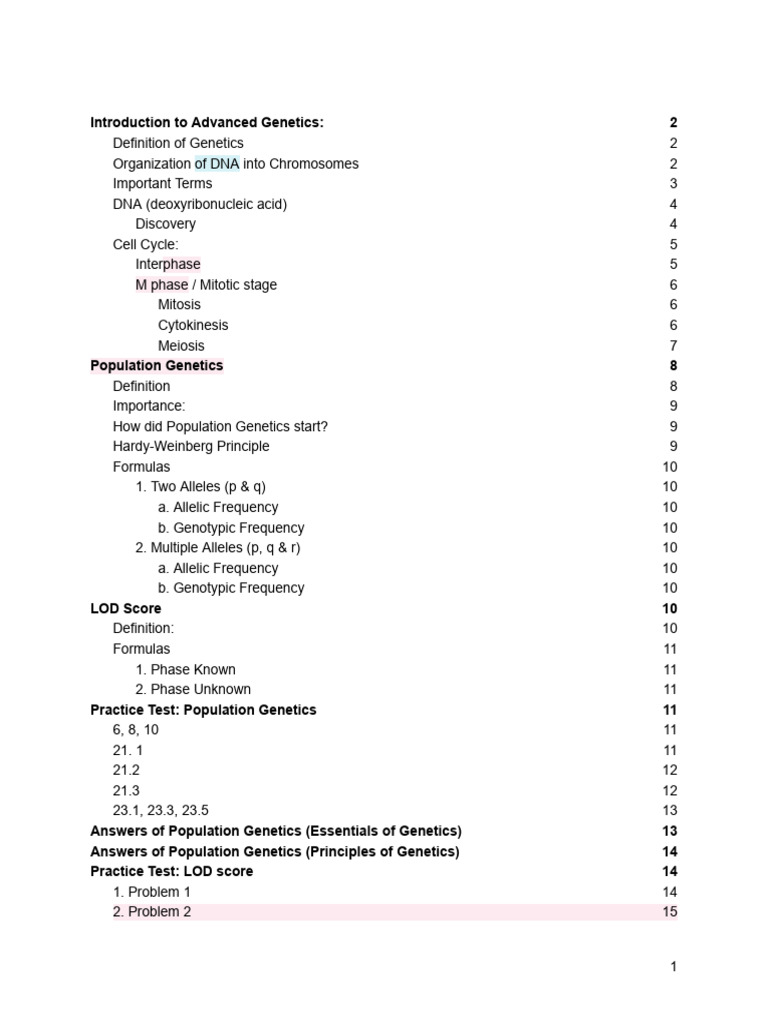 Advanced Genetics Notes | PDF | Mitosis | Dna