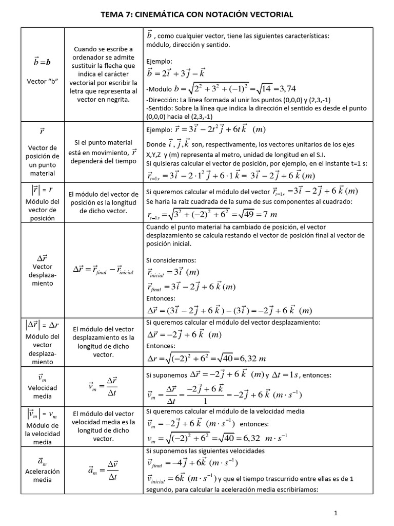 Cinemática Con Notación Vectorial | PDF | Aceleración | Velocidad