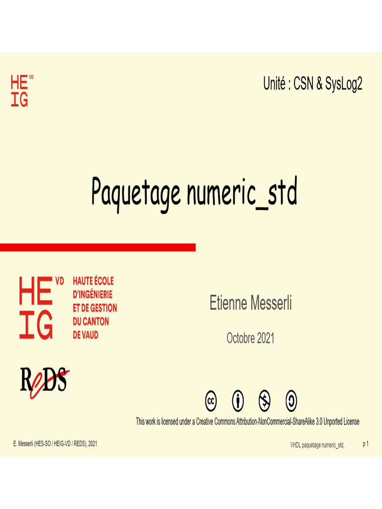 Introduction au paquetage numeric_std VHDL | PDF | VHDL | Commission ...