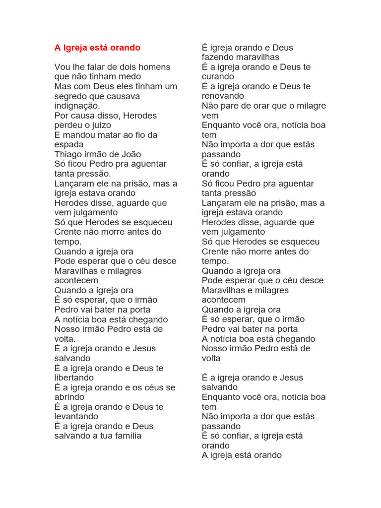 A Igreja Está Orando: Milagres e Fé | PDF