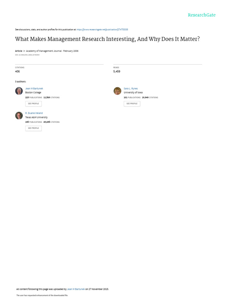 What Makes Management Research Interesting, and Why Does It Matter