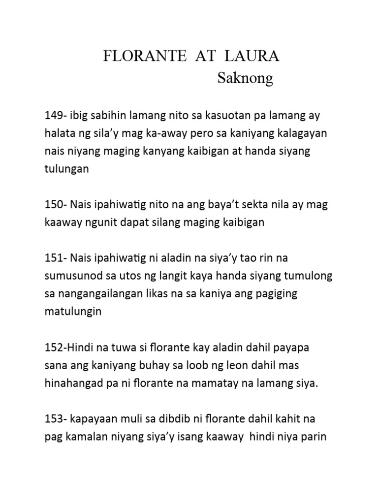 Explanation Florante at Laura Saknong Eunice Reyes | PDF