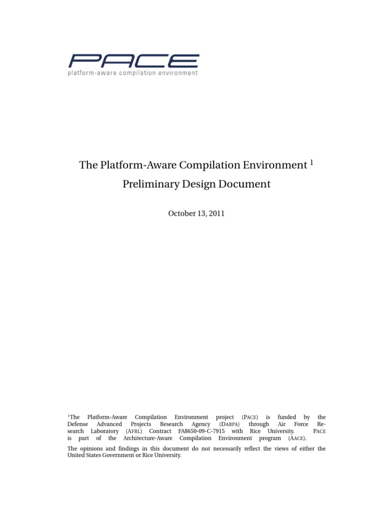 PACE Design Overview Document | PDF | Compiler | Cpu Cache