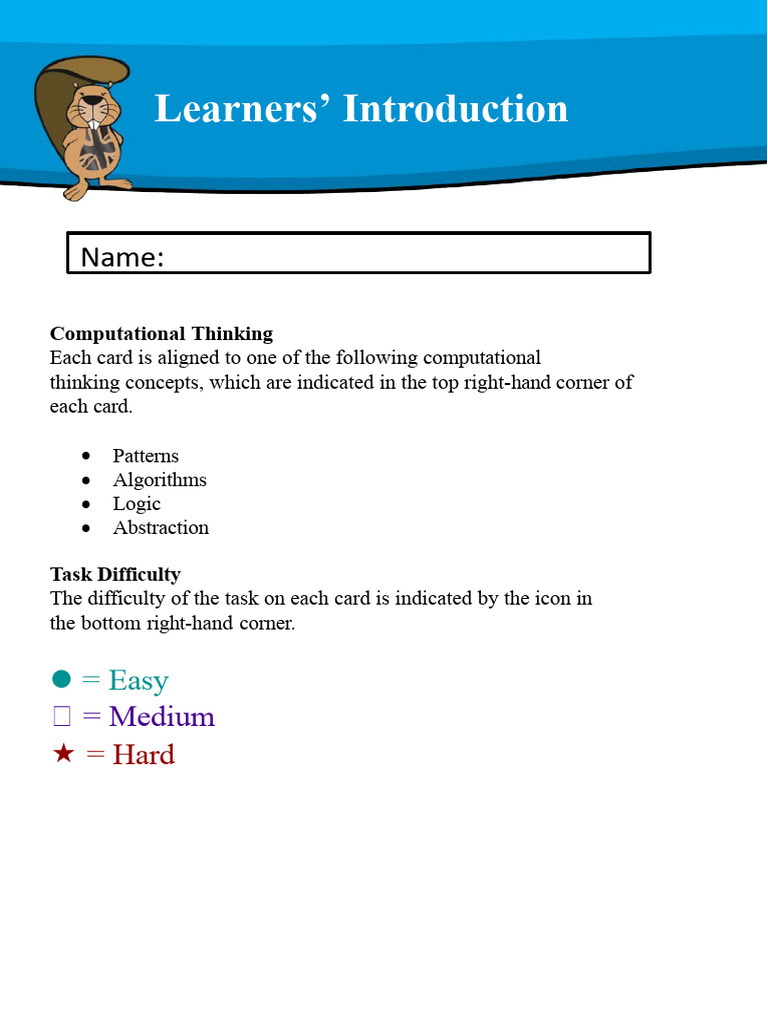 Introduction to Computational Thinking Activities | PDF | Algorithms ...