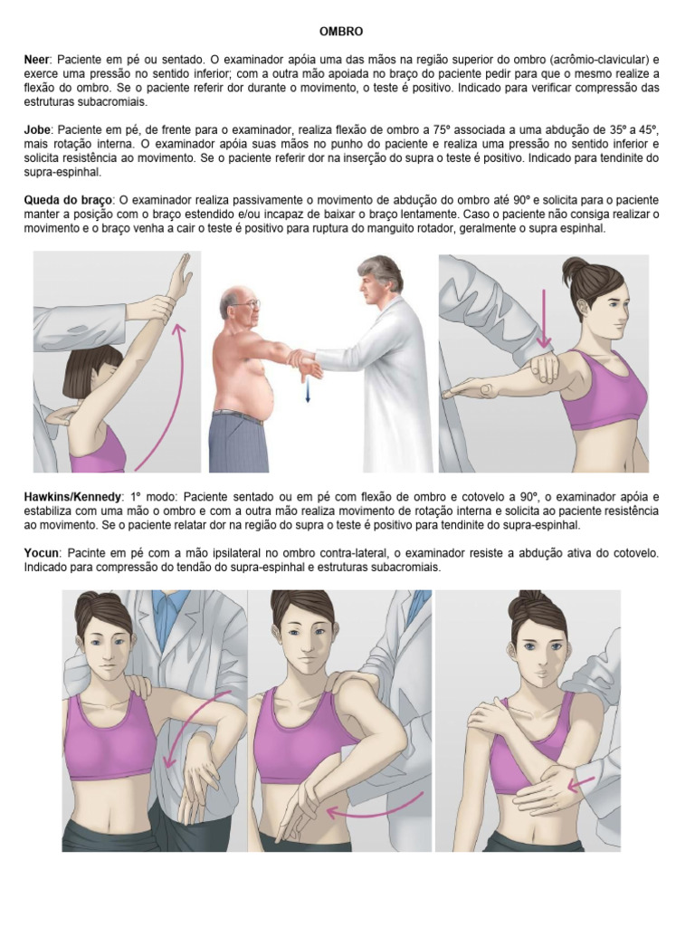 Testes Ortopédicos para Ombro | PDF | Joelho | Escoliose