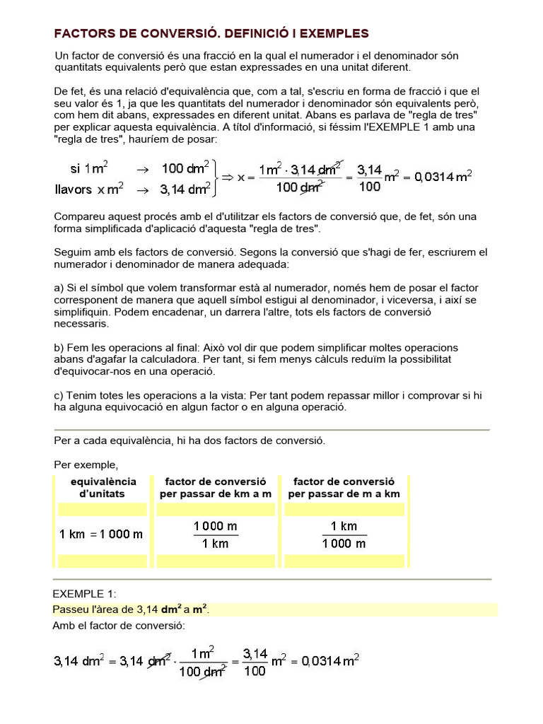 Factors de Conversió | PDF