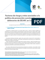 Factores de Riesgo y Retos Asociados A La Política de Prevención y Protección para Defensores de DD - HH. en Colombia