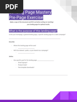 Landing Page Mastery - Pre-Page Exercise Template