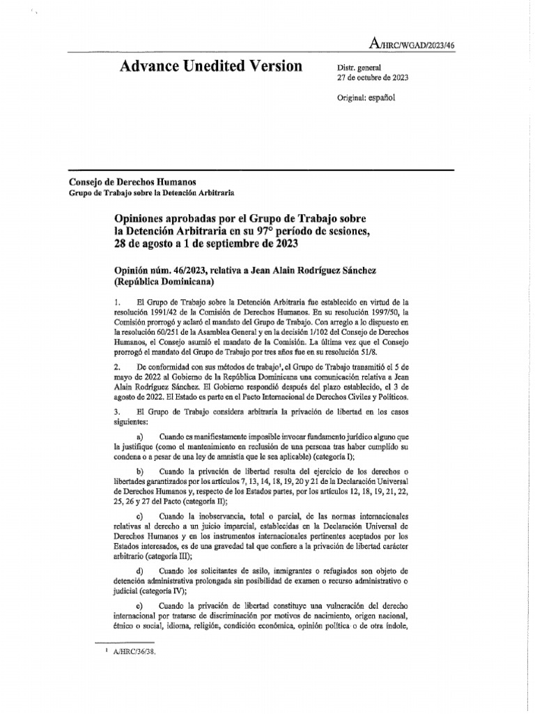 Consejo de derechos humanos grupo de trabajo sobre la detencion