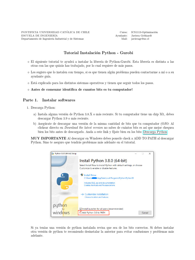 Tutorial de Instalación de Gurobi en Python | PDF | Archivo de ...