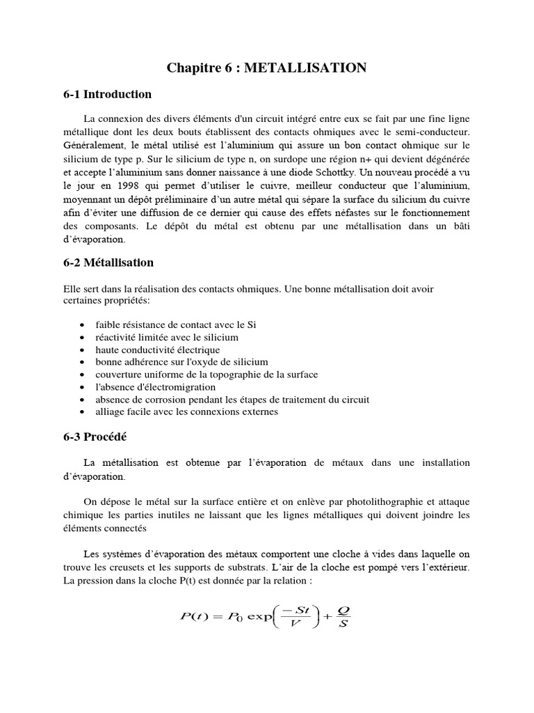 Métallisation et Aluminium en Circuits | PDF | Métaux | Pression