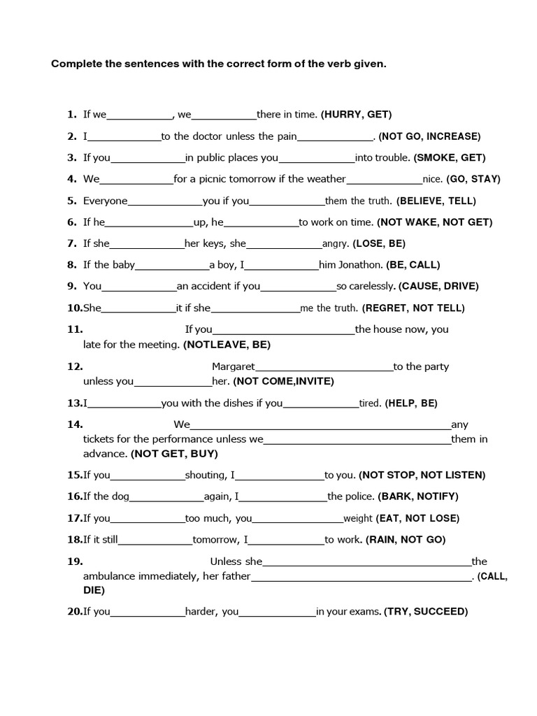 First Conditional Exercises Worksheet | PDF