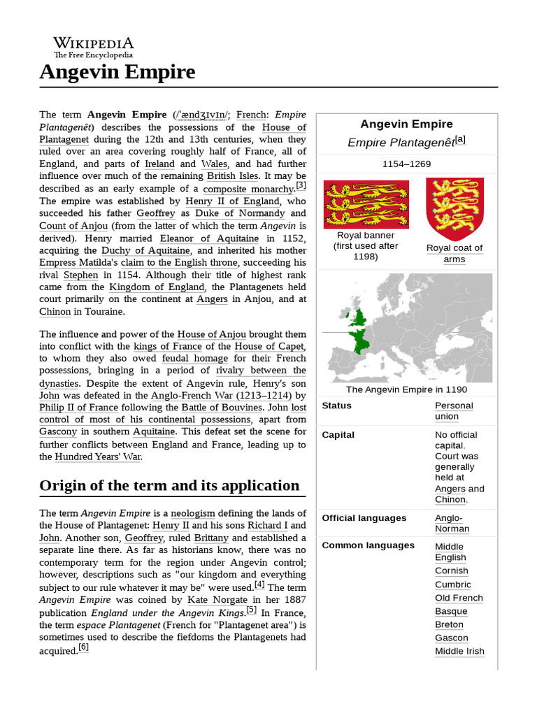 Angevin Empire PDF House Of Nobility