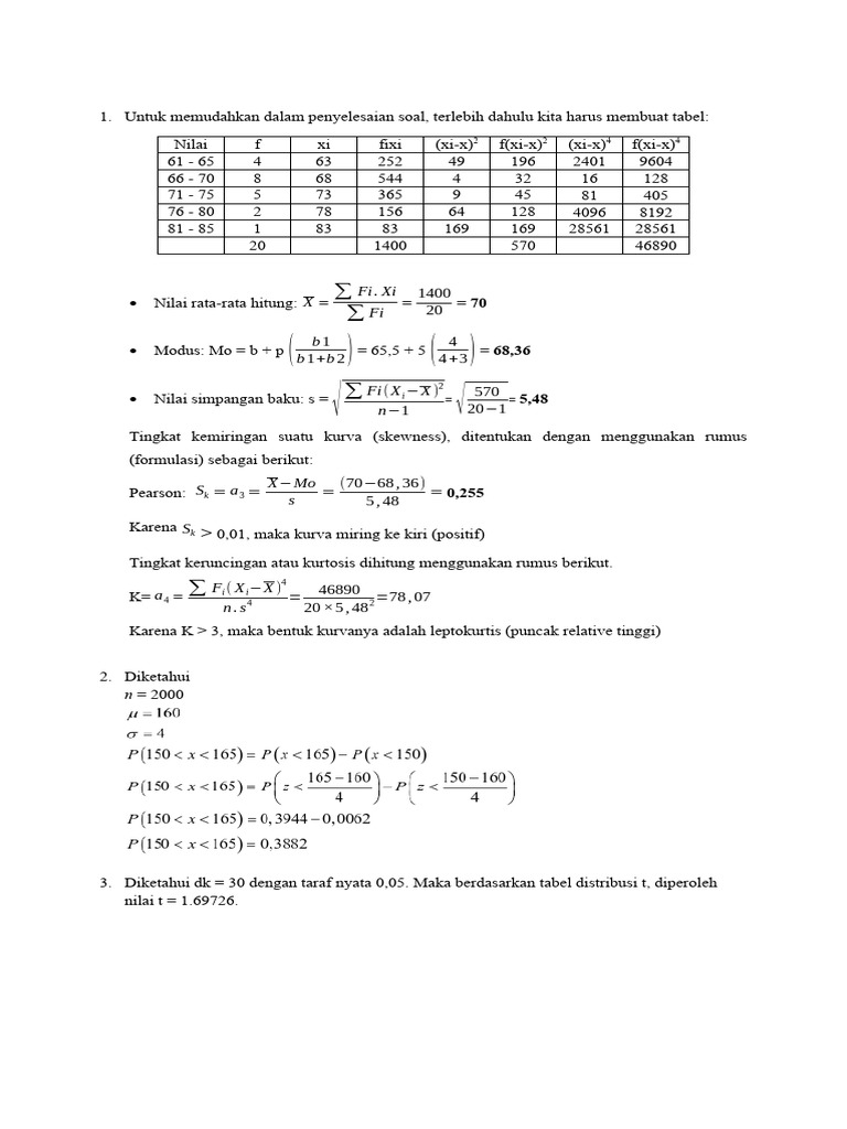 Analisis Statistik: Rata-rata, Modus, dan Kurtosis | PDF