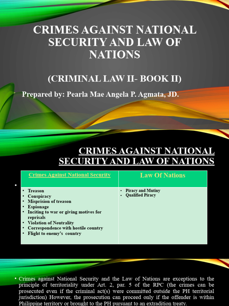 Ii A Crimes Against National Security And Law Of Nations 1 Pdf