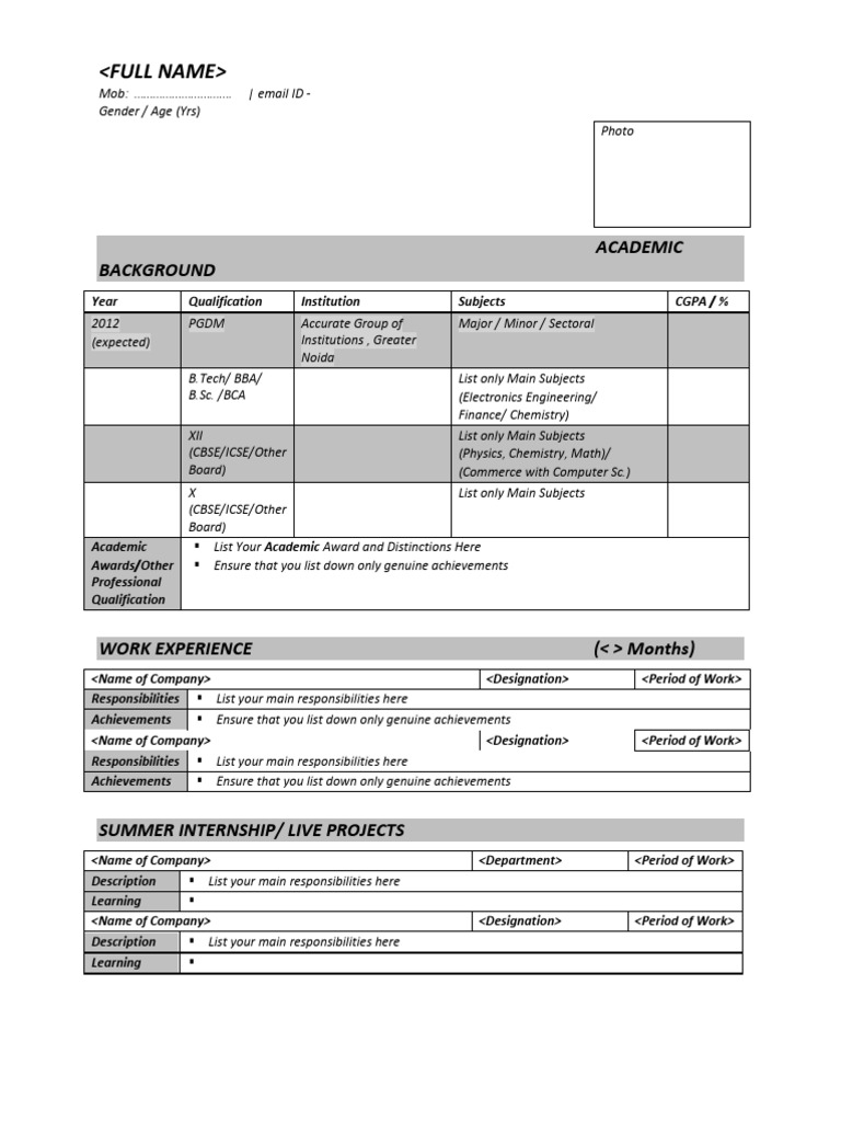 Comprehensive Resume Template Guide | PDF