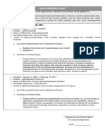 CS Form No. 212 Attachment - Work Experience Sheet