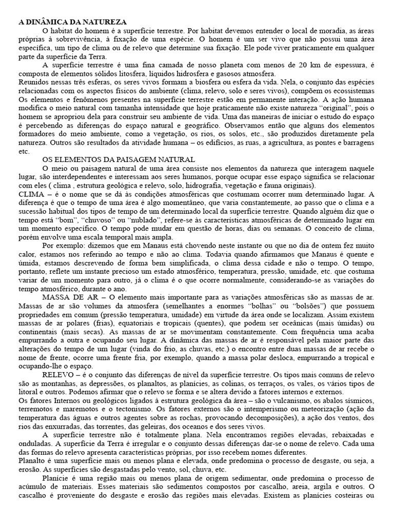 2º Texto Dinâmica Da Natureza | PDF | Terreno | Clima
