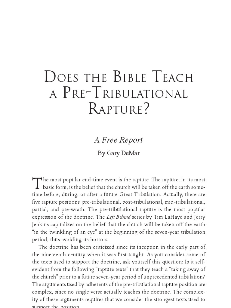 Does The Bible Teach A Pre-Tribulational Rapture? | PDF | Rapture ...