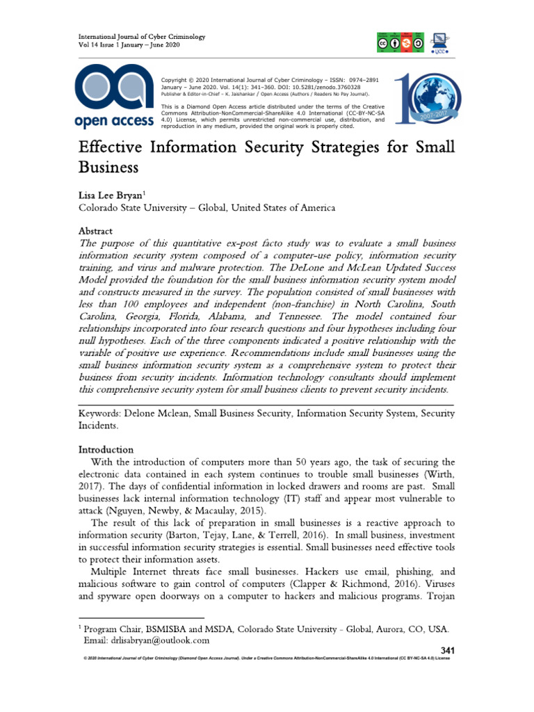 Effective Information Security Strategies For Small Business | PDF ...