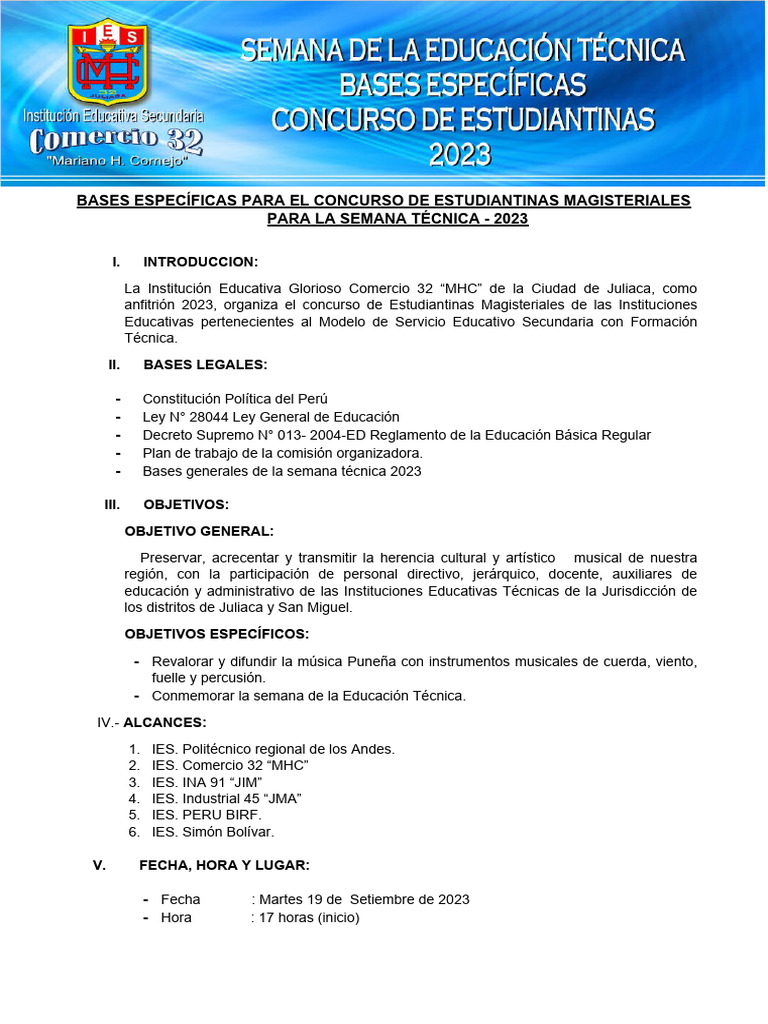 Bases para El Concurso de Estudiantinas | PDF | Instrumentos musicales ...