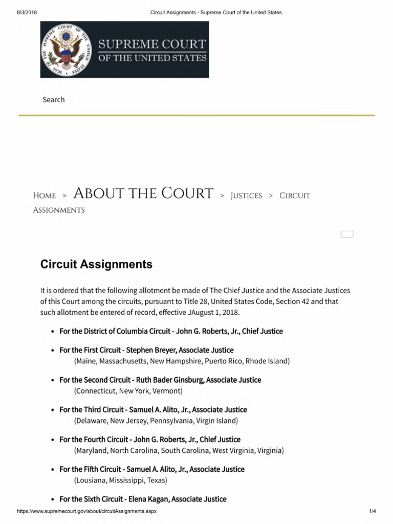 Supreme Court Circuit Assignments 2018 | PDF | Supreme Court Of The ...