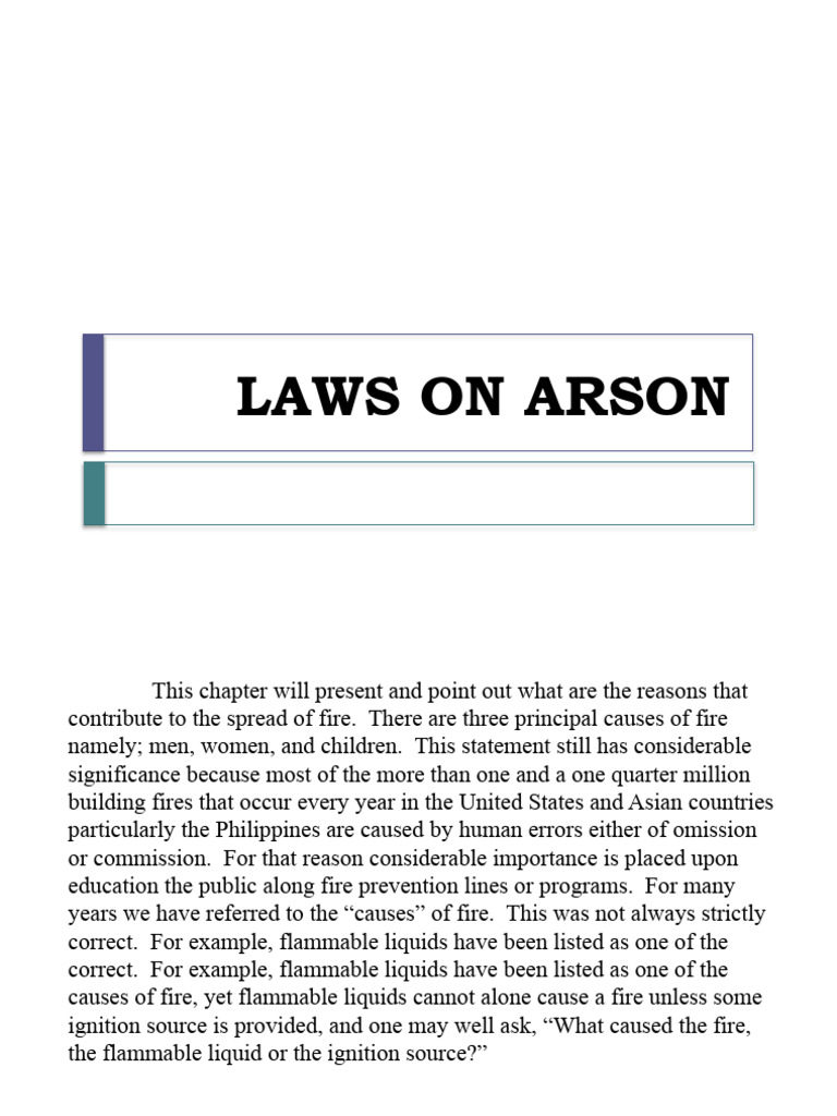 Laws On Arson PDF Fires Arson