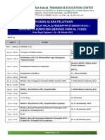 Susunan Acara Pelatihan Kompetensi Penyelia Halal (Bundling PBK 3 Hari) - Batch 39 Royal Pajajaran