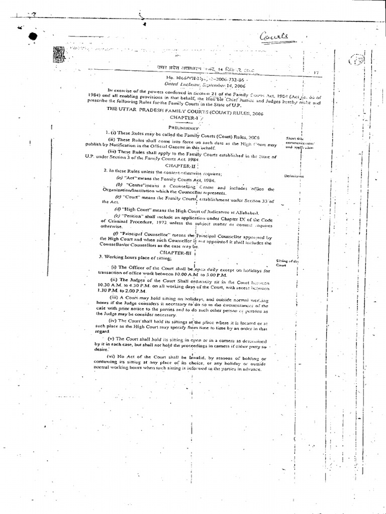 12 uttar Pradesh Family Court Rules PDF Summons Separation Of Powers