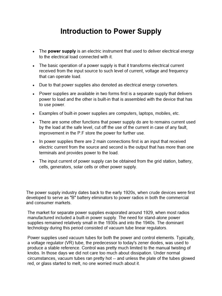 Overview of Power Supply Systems | PDF | Power Supply | Electric Power