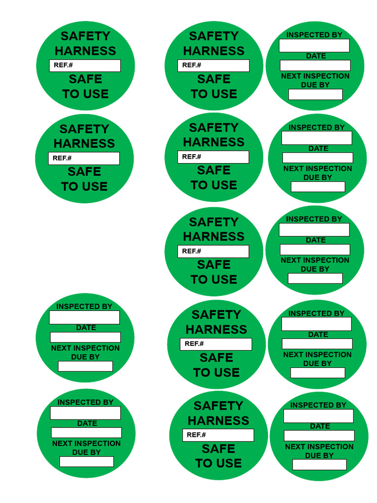 Safety Harness Inspection Tags Guide | PDF