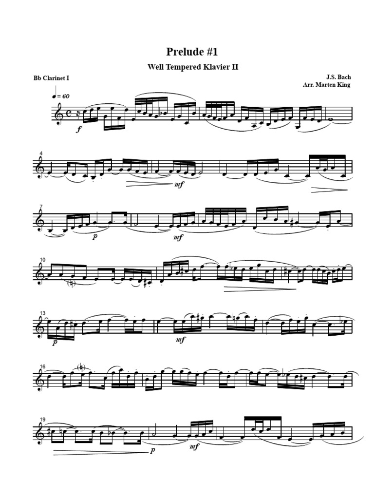 Bach J S Prelude No 1 From The Well Tempered Clavier Pdf