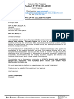 Transmittal Letter - Construction of Academic Building