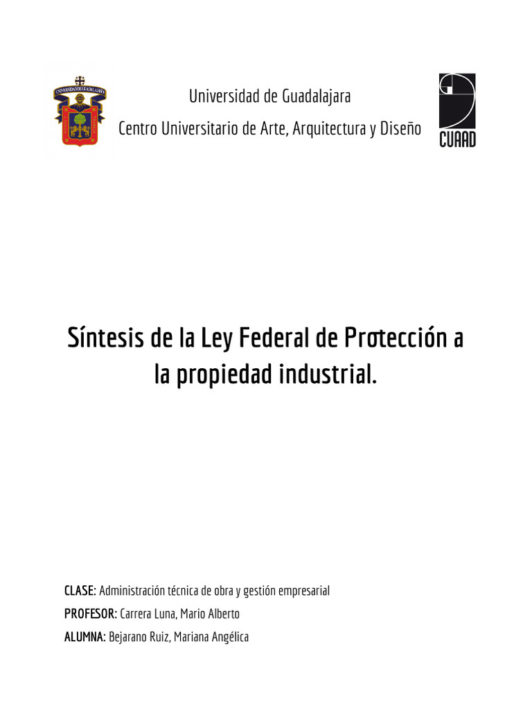 Síntesis de la Ley Federal de Protección a la propiedad industrial ...