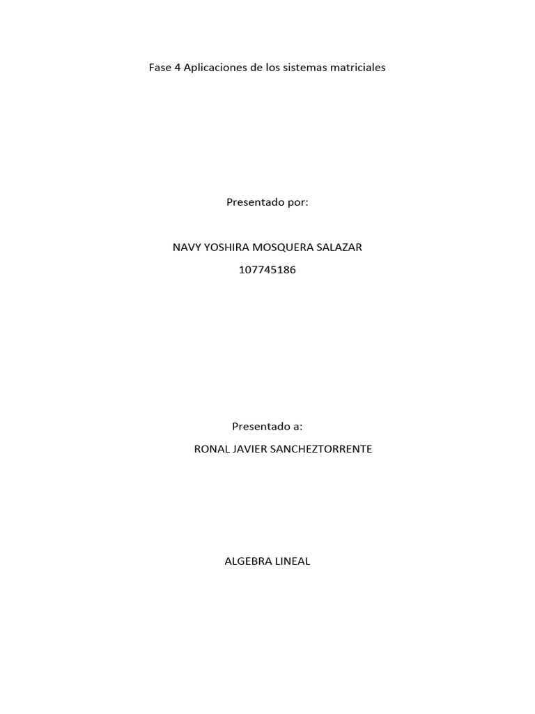 Fase 4 algebra navy pdf matriz matem ticas lgebra lineal
