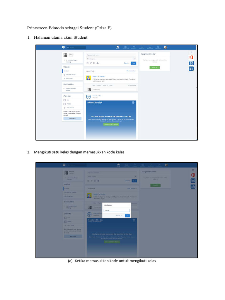 Printscreen Edmodo Sebagai Student PDF