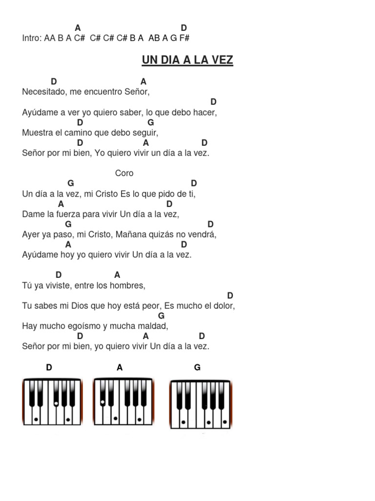 Acordes Un Dia A La Vez, America Sera para Cristo, Porque Vive El, Coros |  PDF | Cristo (título), image size:768x1024