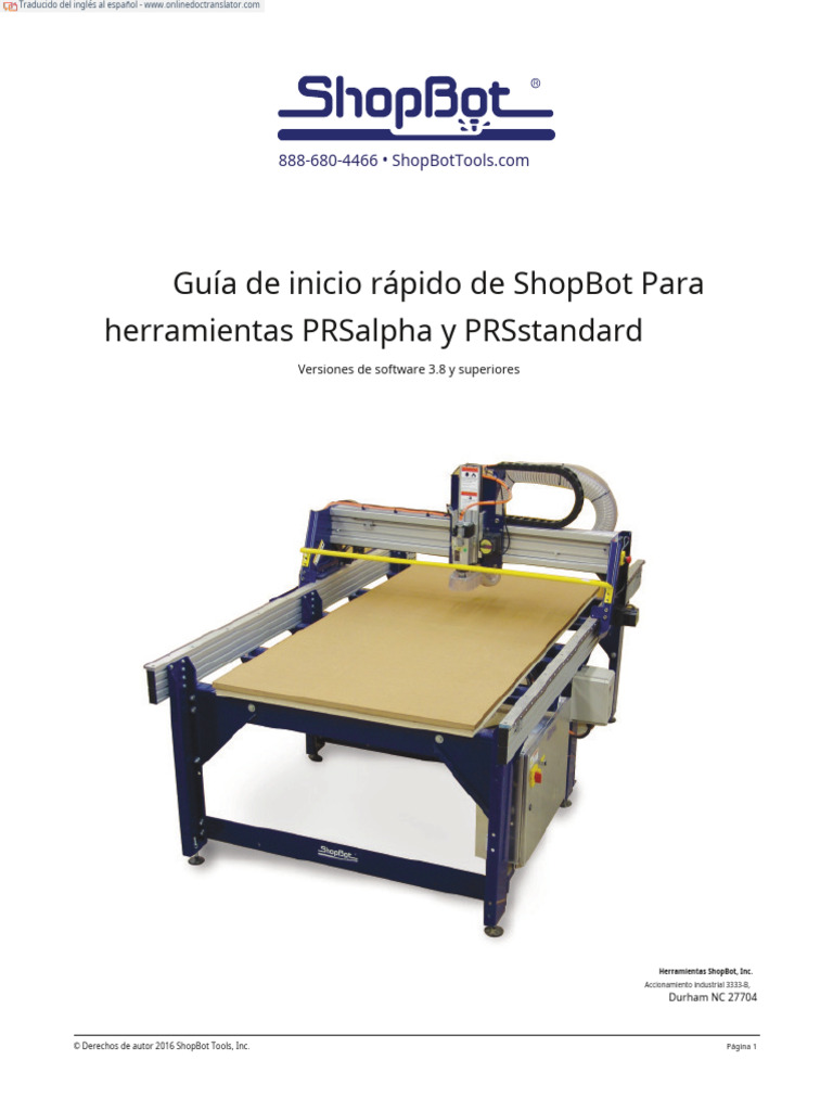 Guía Rápida ShopBot PRSalpha y PRSstandard | PDF | Archivo de ...