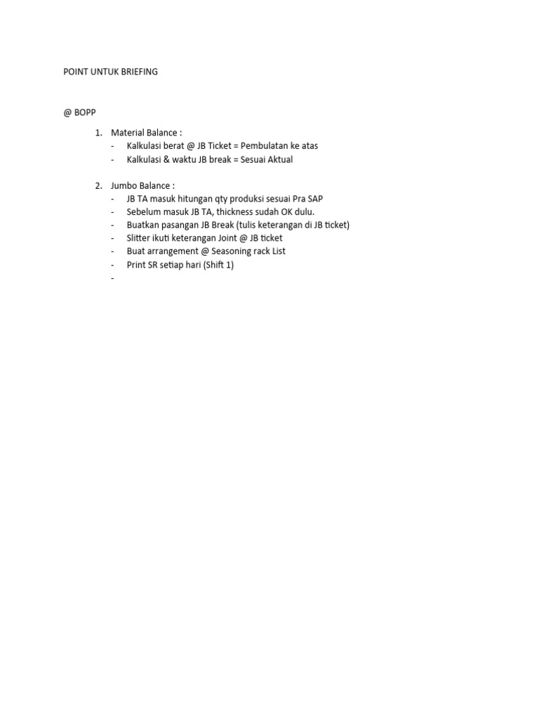Point Untuk Briefing | PDF