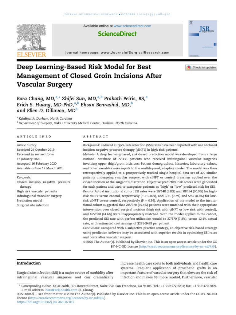 JSR - Deep Learning Risk Model in Vascular Surgery | Download Free PDF ...