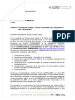 El Retiro Convocatoria Asamblea Extraordinaria Septiembre 21