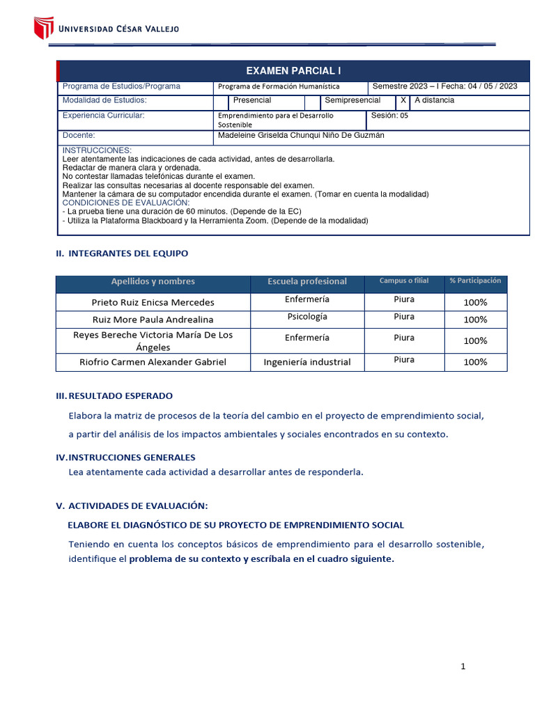 Examen Parcial Emprendimiento g8 | PDF | Iniciativa empresarial ...