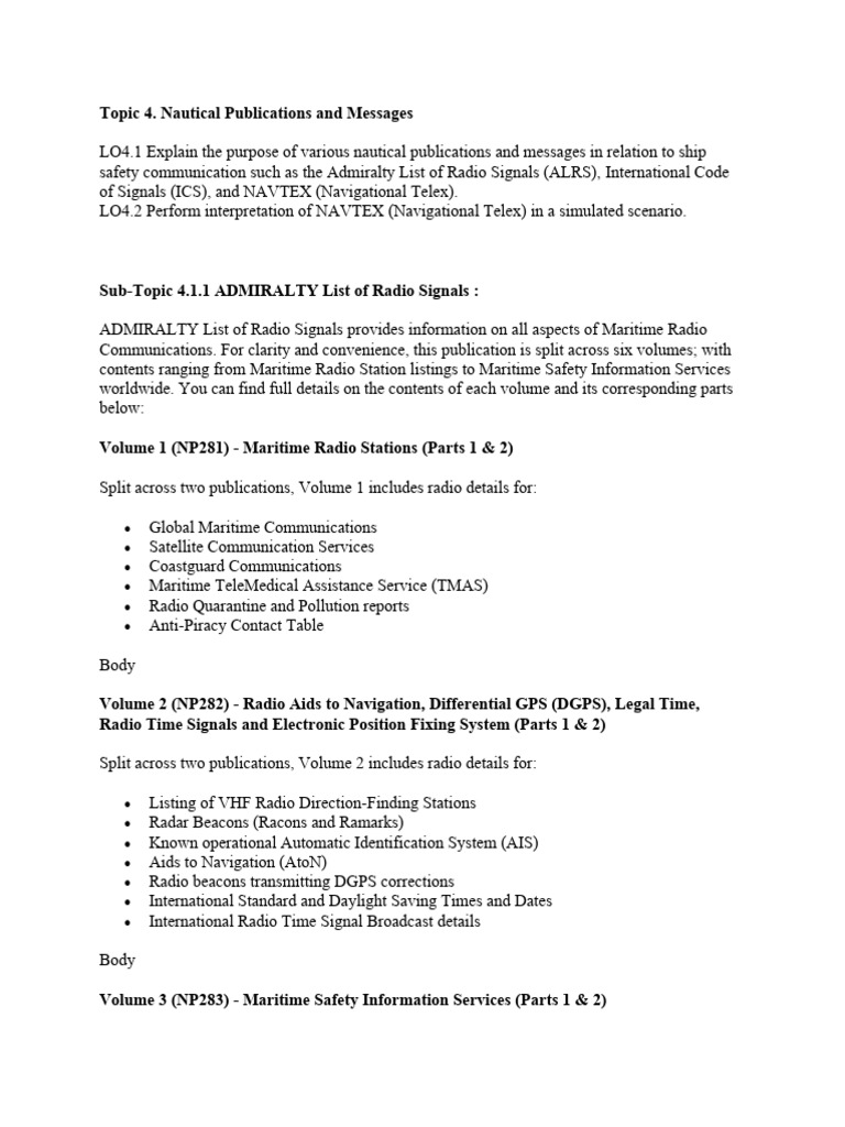 Nautical Publications and Communication Guide | PDF | Electronics ...