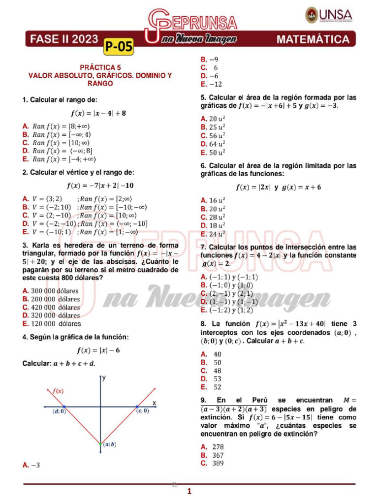 P - 05 Matemática Ceprunsa 2da Fase | PDF