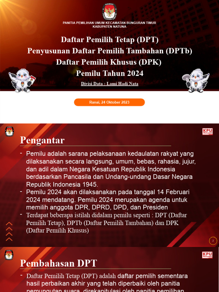 Panduan DPT, DPTb, dan DPK Pemilu 2024 | PDF
