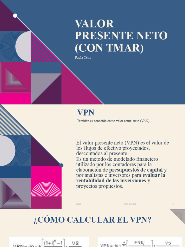 Valor Presente Neto (Con TMAR) | PDF | Flujo de caja descontado ...