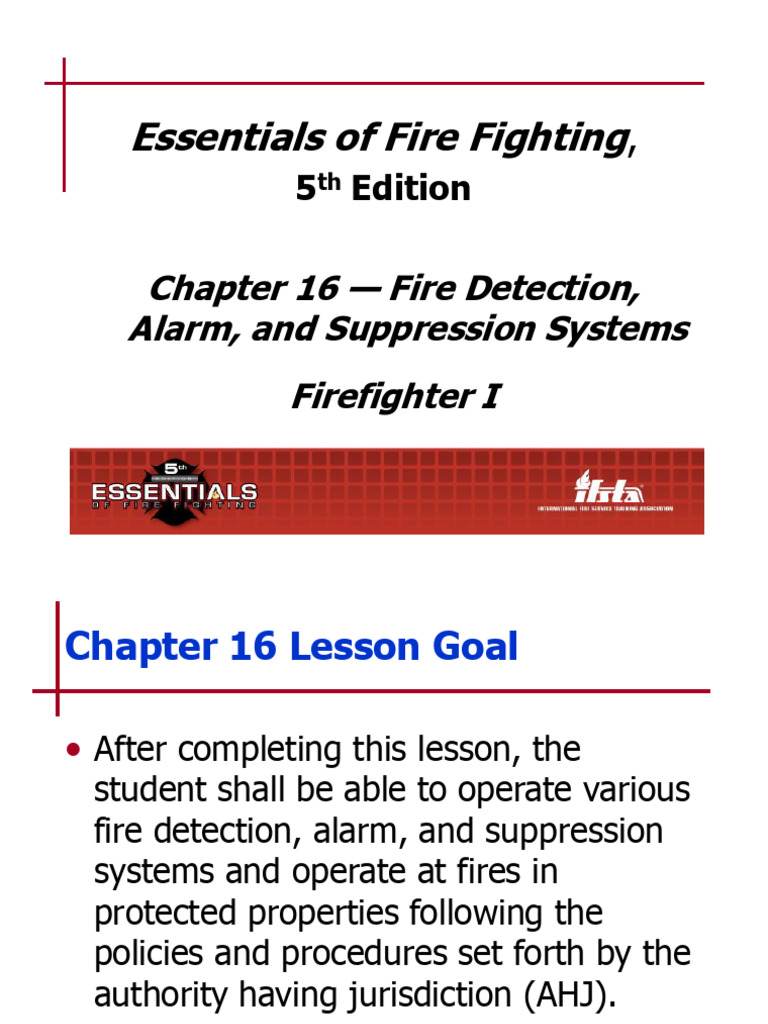 Chapter 16Fire Detection, Alarm, and Suppression Systems PDF Fire