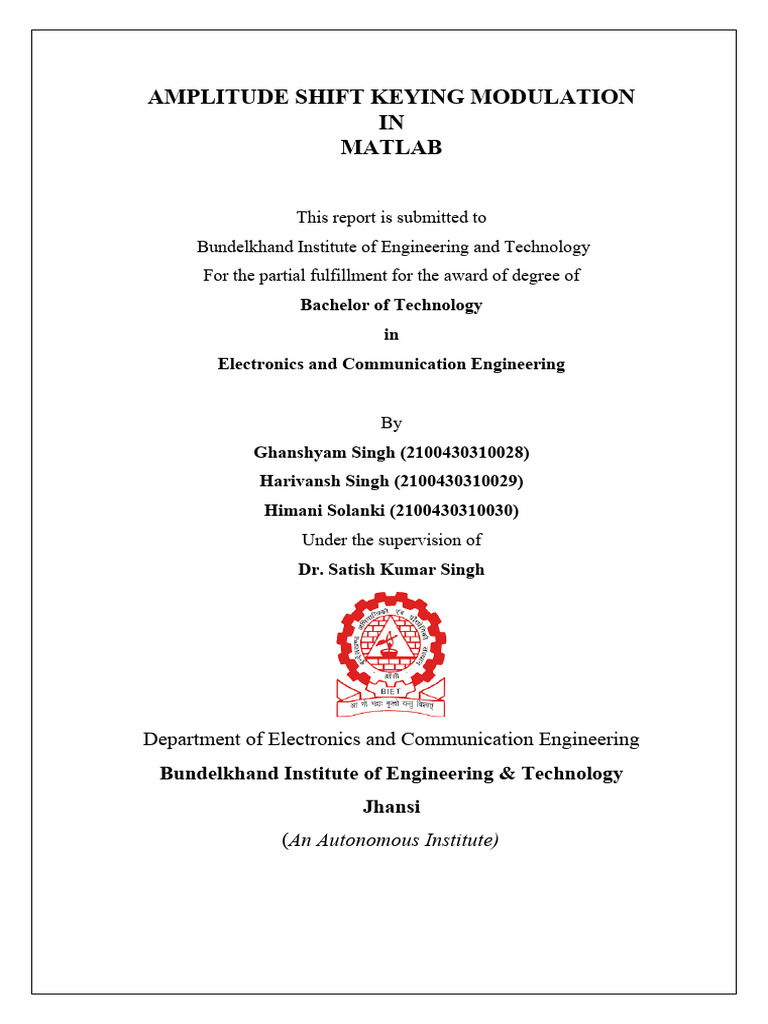 ASK Modulation in MATLAB Report | PDF | Modulation | Electronics